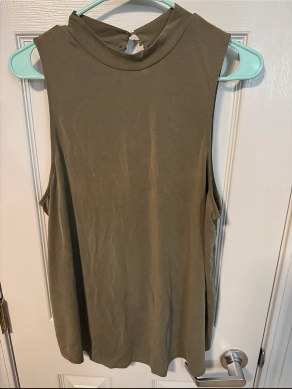 Massini Olive Mock Neck Sleeveless Tank